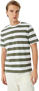 تيشرت مخطط بتصميم عصري للرجال من كوتون