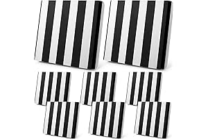 Newwiee 8pcs Black White Stripe Outdoor Seat Stretch Cushion Covers