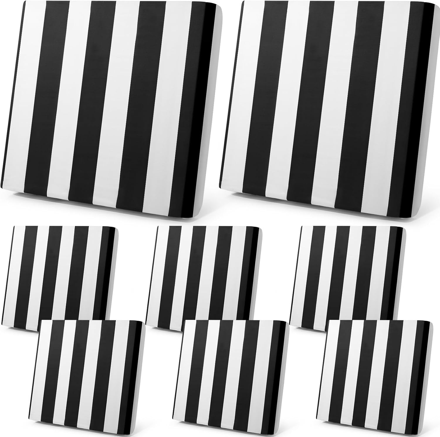 newwiee 8pcs patio stretch cushion covers stripe outdoor cushion covers replacement patio furniture couch slipcovers sofa chair seat soft flexibility protector(black white)