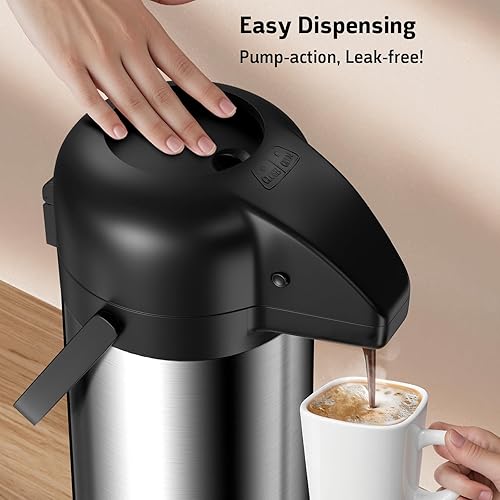 Miniatura 2 de Airpot - Jarra de café para mantener el calor, dispensador de café grande de 85 onzas2.5 litros con bomba, urna térmica de acero inoxidable para