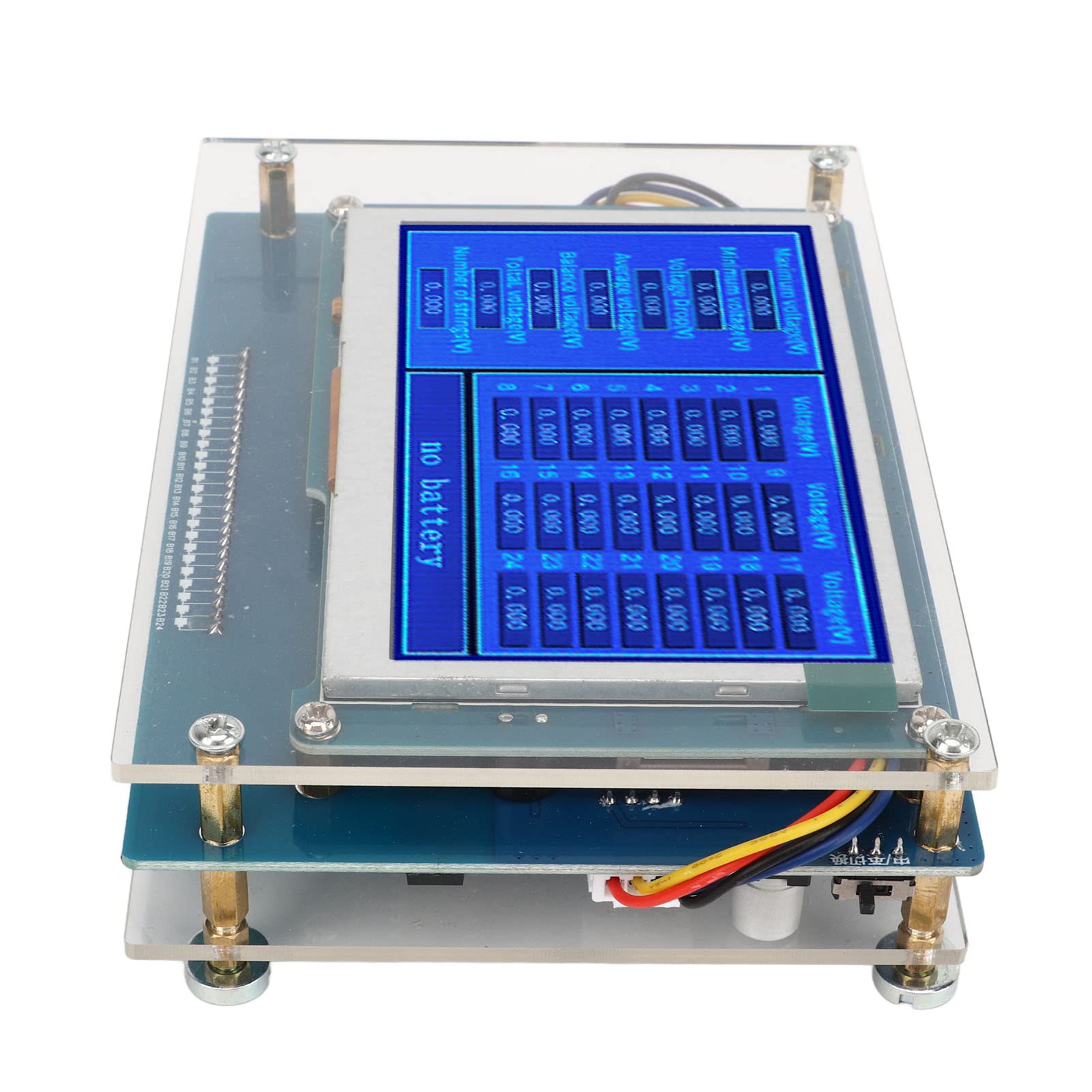 Haofy Wyświetlacz LCD Tester Napięcia Akumulatora Precyzyjny Odczyt Danych Funkcja Alarmu Dźwiękowego do Analizy Akumulatora, Wygodne ładowanie Typu C/DC dla Hobbystów Rozmiar Akrylowy (z kartą