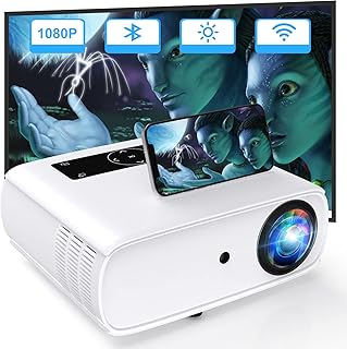 WiFi Projector, 5G Mini Projector 9000L Full HD Native 1080P Video Bluetooth Projector 4K, Portable Home Outdoor Wireless Mirroring Projector Compatible with iPhone/Android/TV Stick/HDMI/USB