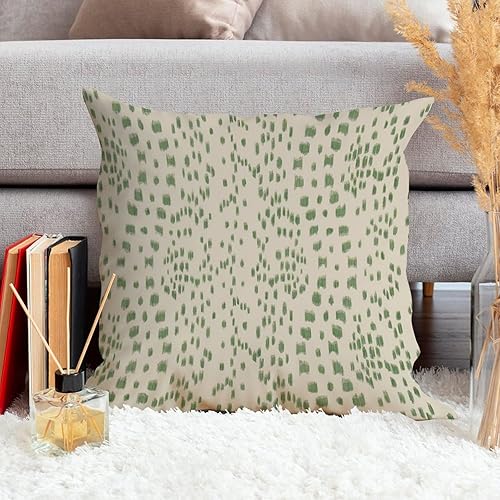 Miniatura 3 de Funda de cojín decorativa con estampado de guepardo verde peridoto para sofá, funda de almohada verde crema con estampado de leopardo a cuadros con