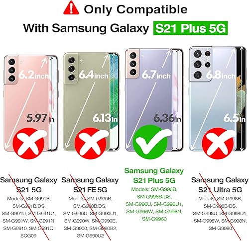 Miniatura 2 de Rayboen Funda para Samsung Galaxy S21 Plus con 2 protectores de pantalla suaves, diseño híbrido transparente, a prueba de golpes, delgada, para