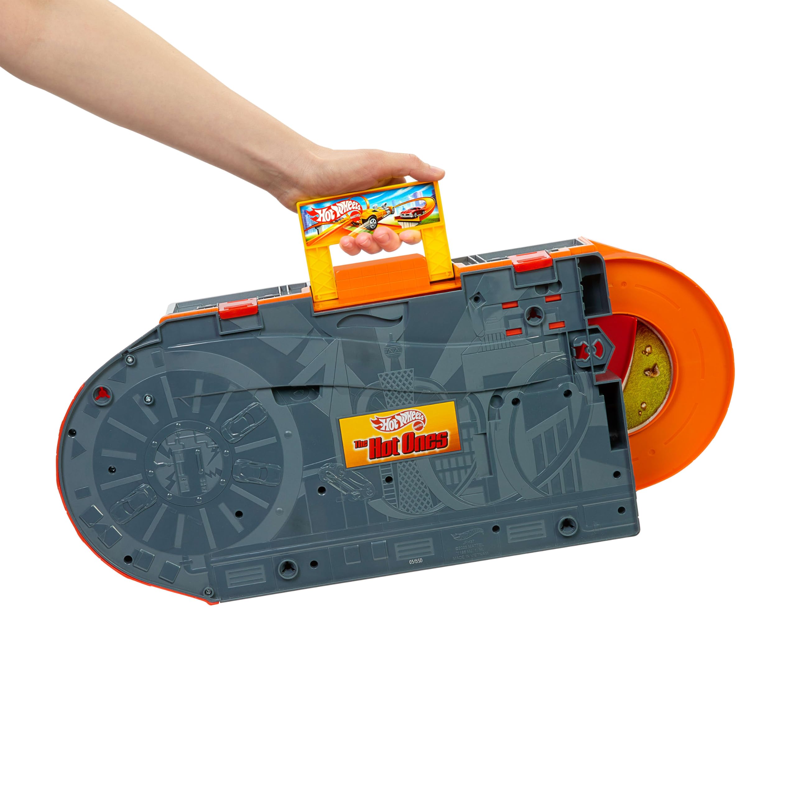 Hot Wheels Toy Car Track Set, Hot Ones Sto & Go Portable Playset
