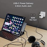 Vista 3 de Adaptador de concentrador USB C para iPad Pro con HDMI 4K, conector de 0.138 in, 2 USB 3.0, PD 60W, datos USB C, ranura para tarjeta SD/TF