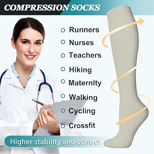 Miniatura 4 de ACTINPUT Compression Socks for Women & Men Circulation 8 Pairs 15-20mmHg-Best support for Nurse,Medical,Running,Athletic