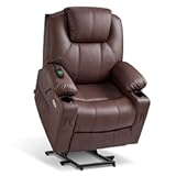 Electric Power Lift Recliner Chair Sofa with Massage and Heat for Elderly&comma; 3 Positions&comma; 2 Side Pockets&comma; and Cup Holders&comma; USB Ports&comma; Faux Leather 7040 &lpar;Light Brown&comma; Medium&rpar;