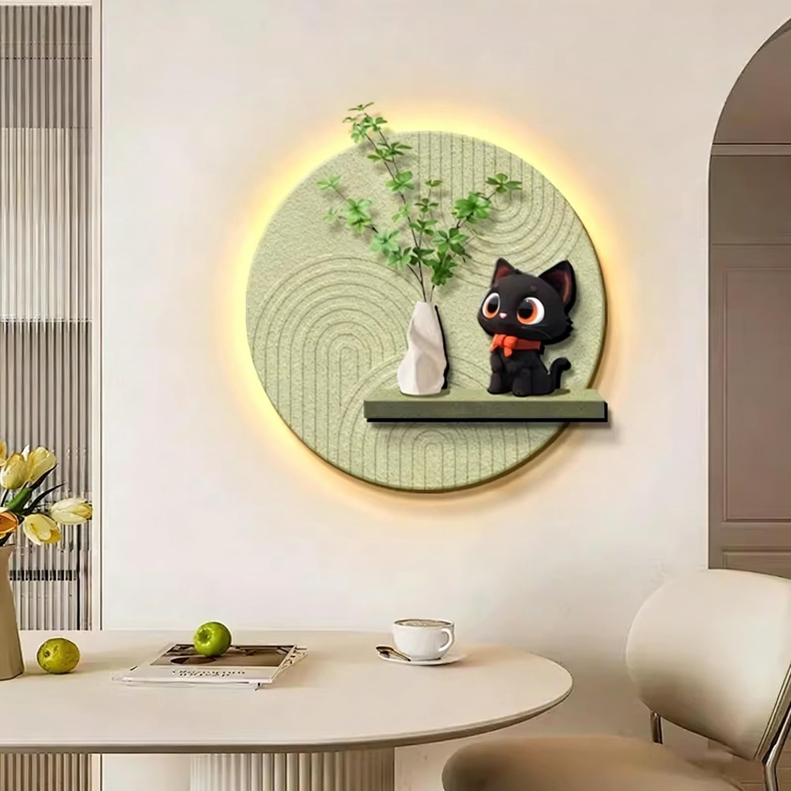 Art mural 3D LED chat sans câble apparent pour sublimer votre entrée