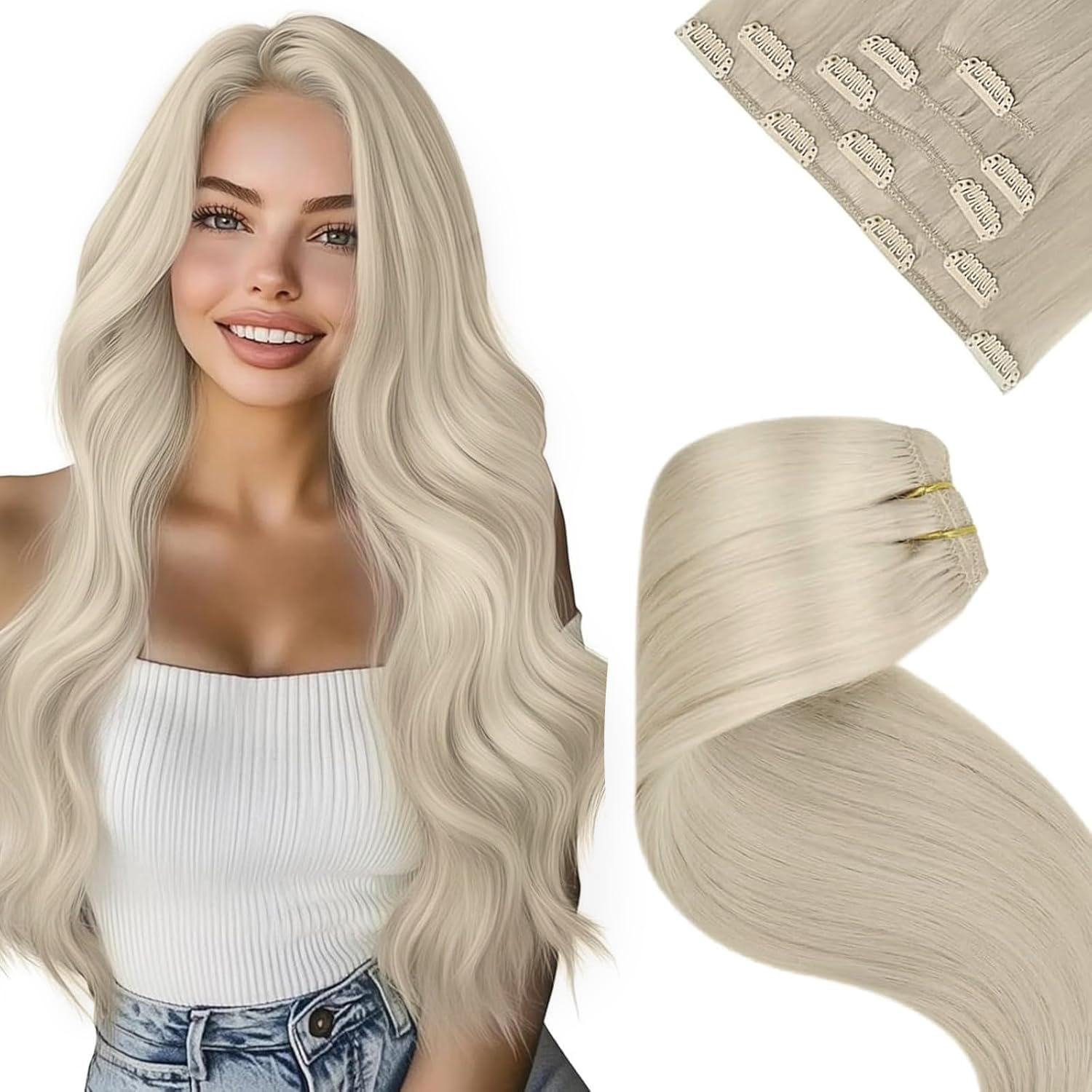 LaaVoo Extensions Echthaar Echt Haar Extension Clip Haarverlängerung Echthaar