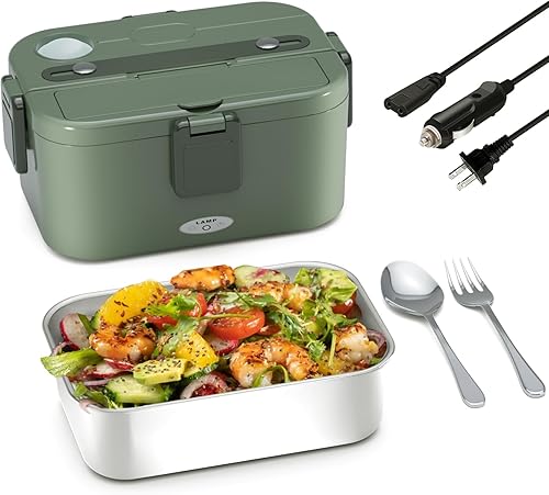 Lonchera térmica de 80 W, 1.8 L60 onzas para adultos, lonchera eléctrica de 12 V24 V110 V, calentador de alimentos portátil para automóvil, camión,