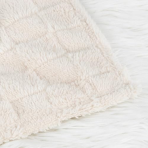 Miniatura 4 de HOMRITAR Manta de forro polar 3D a cuadros para niñas y niños, calentador de cuadrícula de ajedrez, cómoda, reversible, peluda, acogedora decoración