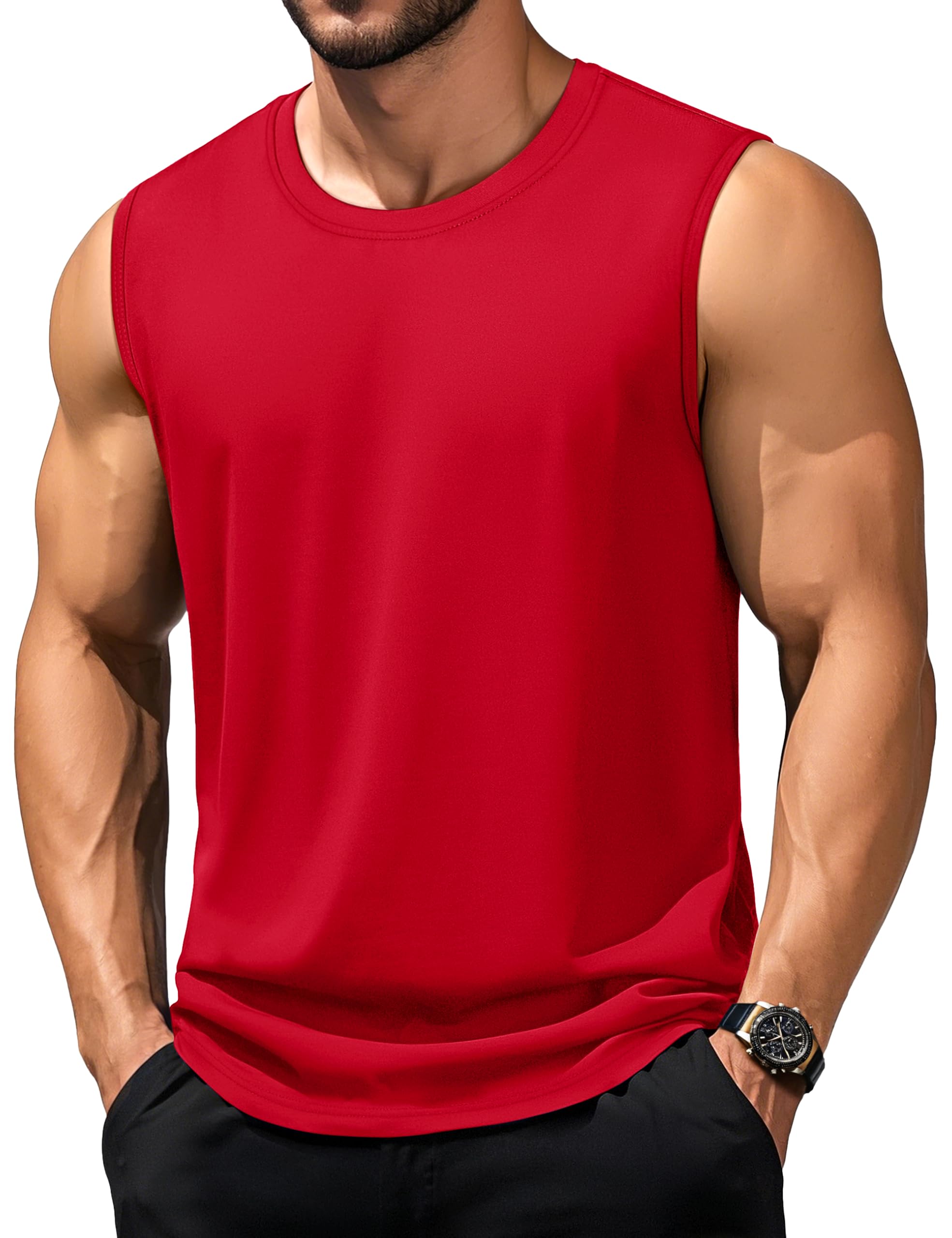 TACVASEN Tank Top Herren Baumwolle Gym Ärmelloses Shirt Sport Muskelshirt Fitness Tanktop Funktionsshirt Atmungsaktiv