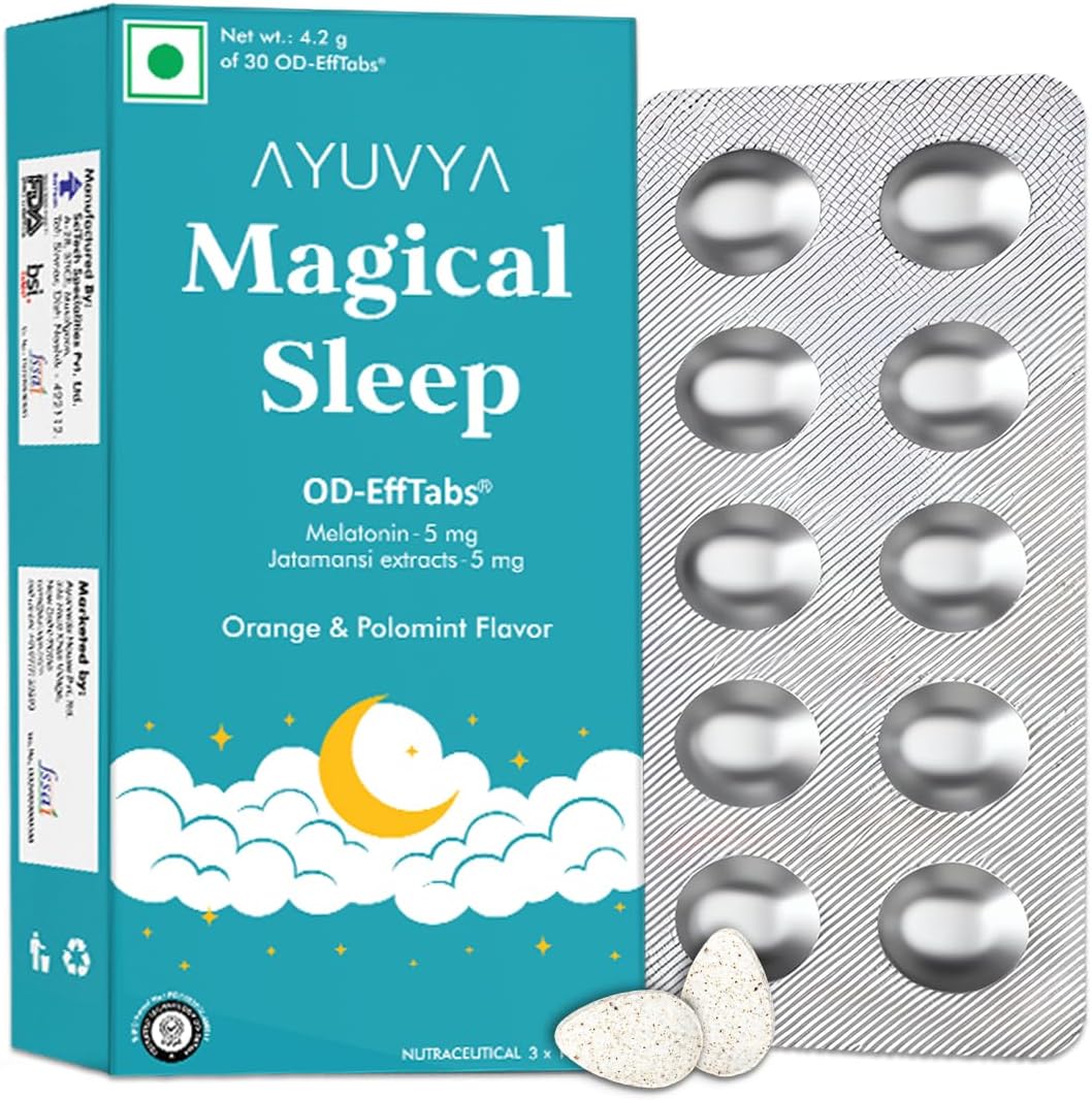 - Ayuvya Magical Sleep Support Melatonin Effervescent Pills - Natural Sleep | Night Time Sleep Aid & For Morning Energy | As Seen on Shark Tank