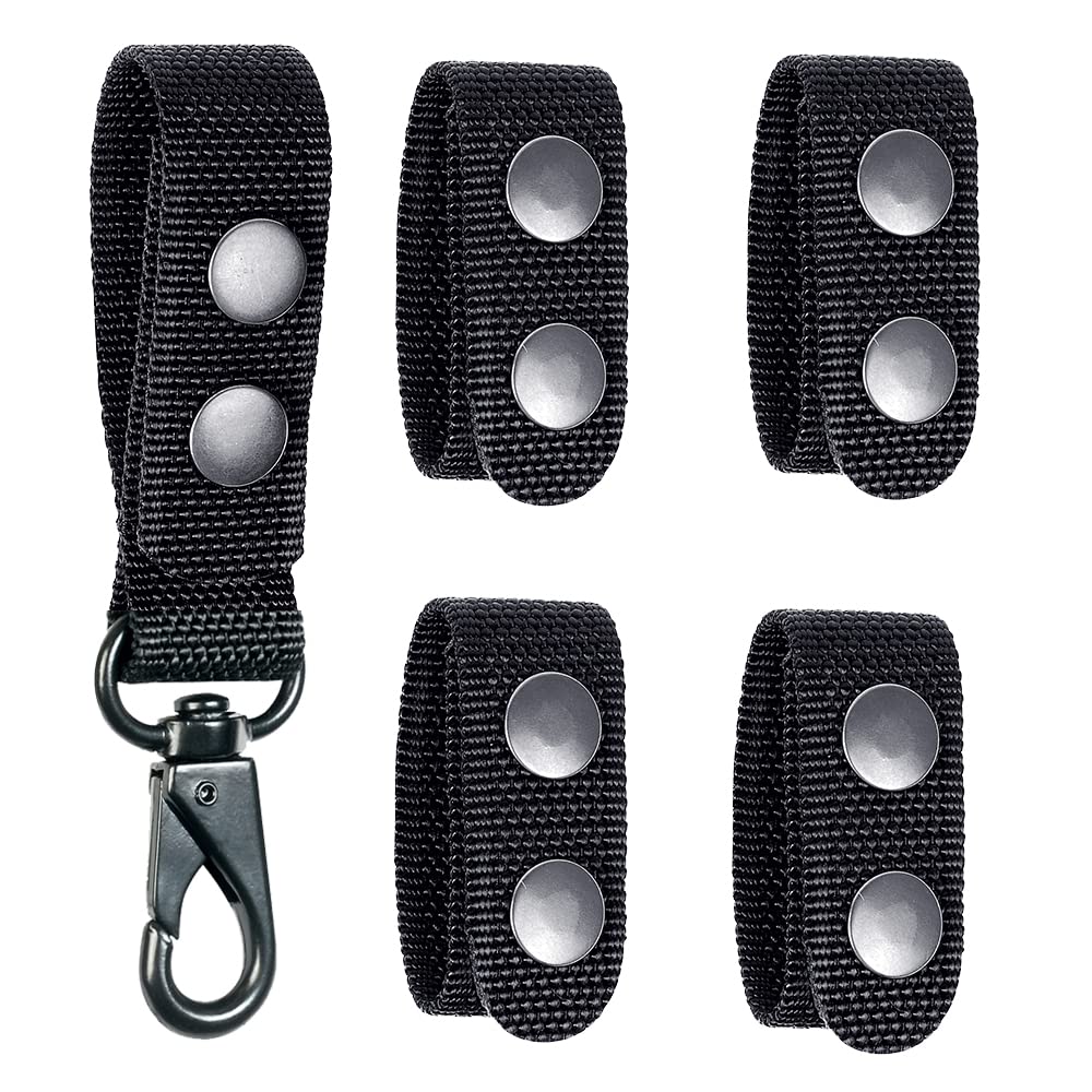 TAFTACFR Duty Belt Keeper with Double Snaps(Set of 4) +1 Keeper with Strong Metal Key Clip(1 Pack)
