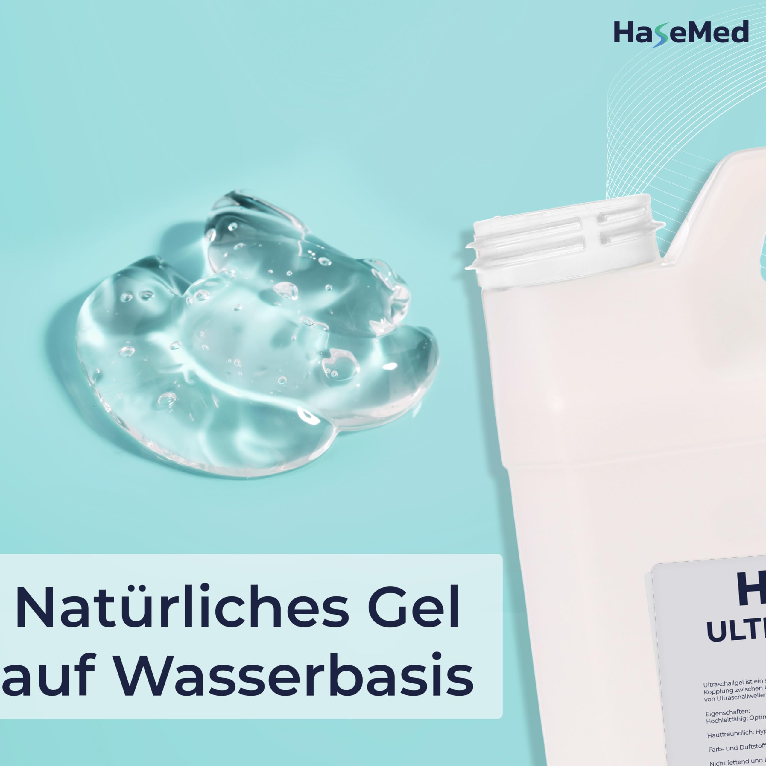 HaseMed - Gel ultrasónico de 10 l (2 unidades) – pH neutro, respetuoso con la piel y biocompatible para una óptima transmisión ultrasónica, ideal para exámenes de ultrasonidos en la práctica y la vida
