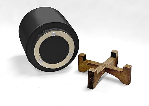 Miniatura 5 de Maceta de cerámica con soporte de madera, maceta de 6.5 pulgadas de altura y 5.1 pulgadas de diámetro, maceta de cerámica negra para plantas y