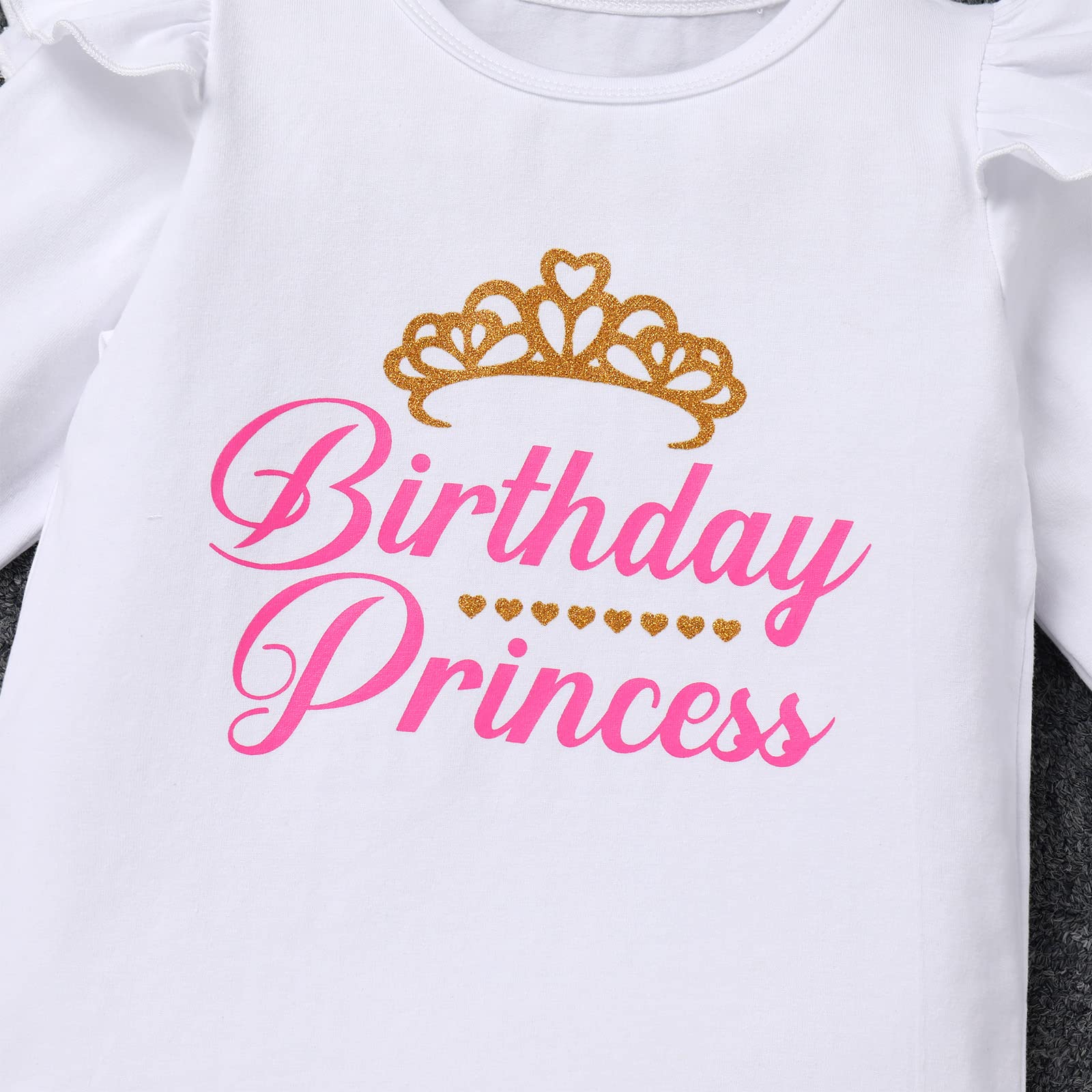 FYMNSI Baby Kinder Mädchen Geburtstag Outfit Baumwolle Top Prinzessin Tutu Rock Stirnband 3tlg Bekleidungsset