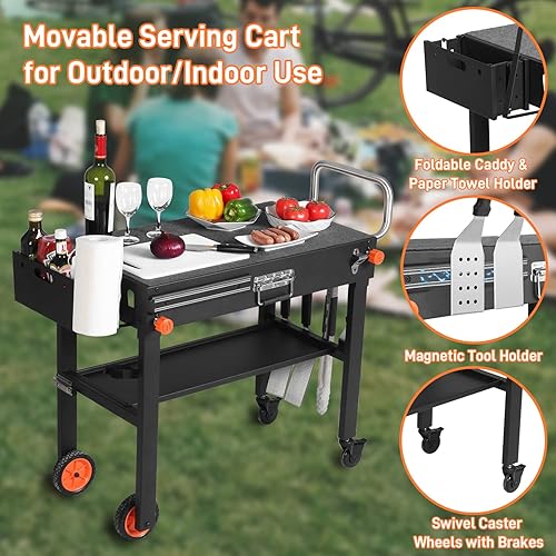 Miniatura 5 de Mesa de parrilla portátil para exteriores, carrito plegable sólido y resistente, soporte de parrilla Blackstone gran espacio, mesa Blackstone con