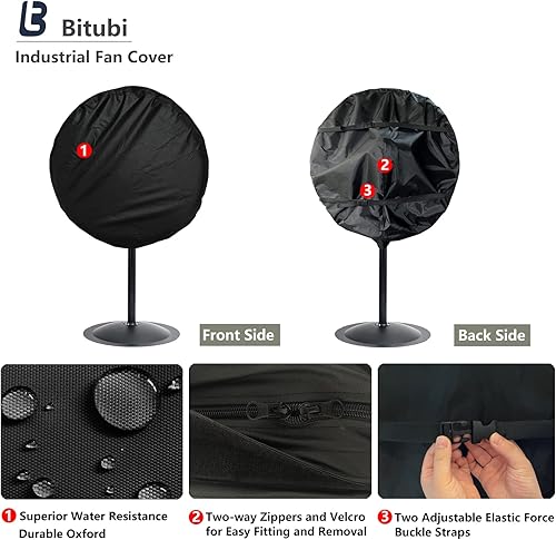 Miniatura 9 de Bitubi Cubierta de ventilador industrial, fundas impermeables para ventilador de exterior, compatible con ventilador de montaje en pared de 20 a 24