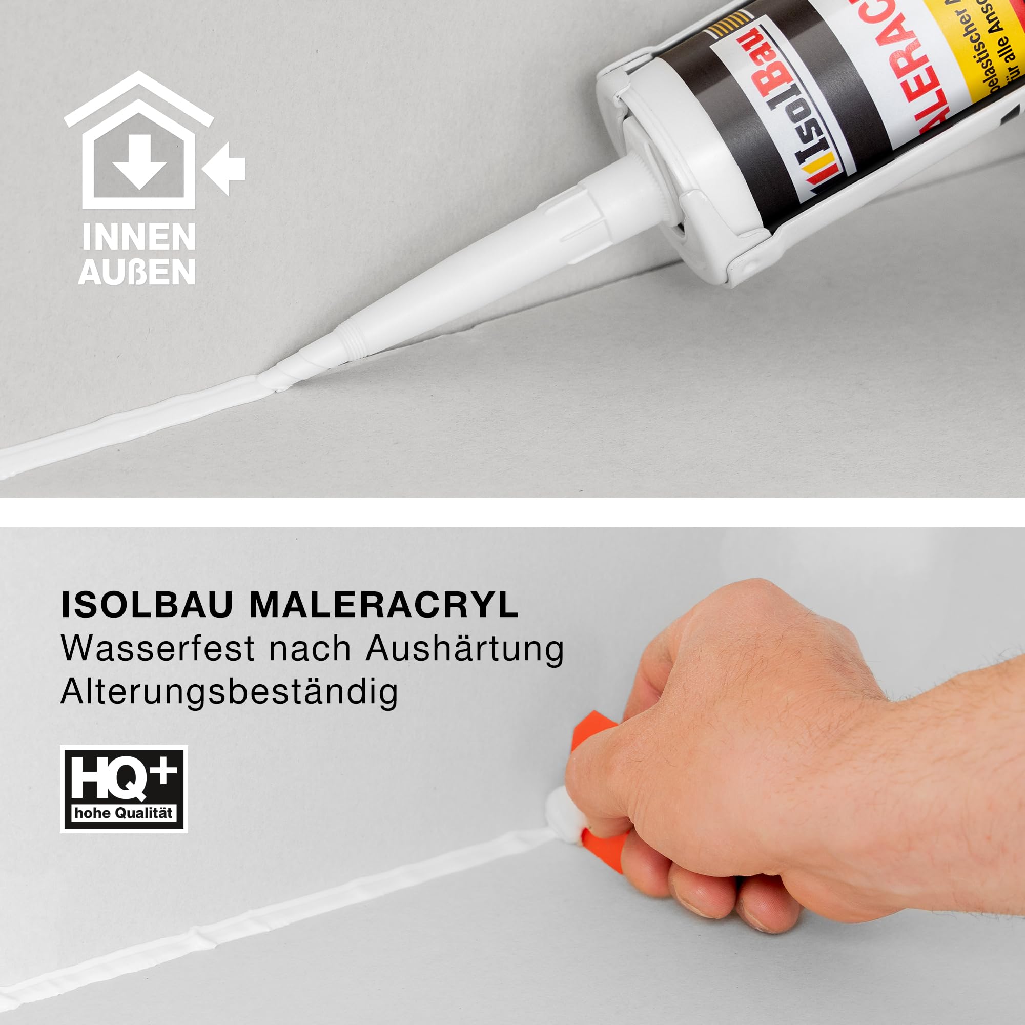 Isolbau Maleracryl 24 x 300 ml Weiß - Plastoelastischer Acryl-Dichtstoff zum Abdichten von Fugen im Innen- & Außenbereich - Kartusche