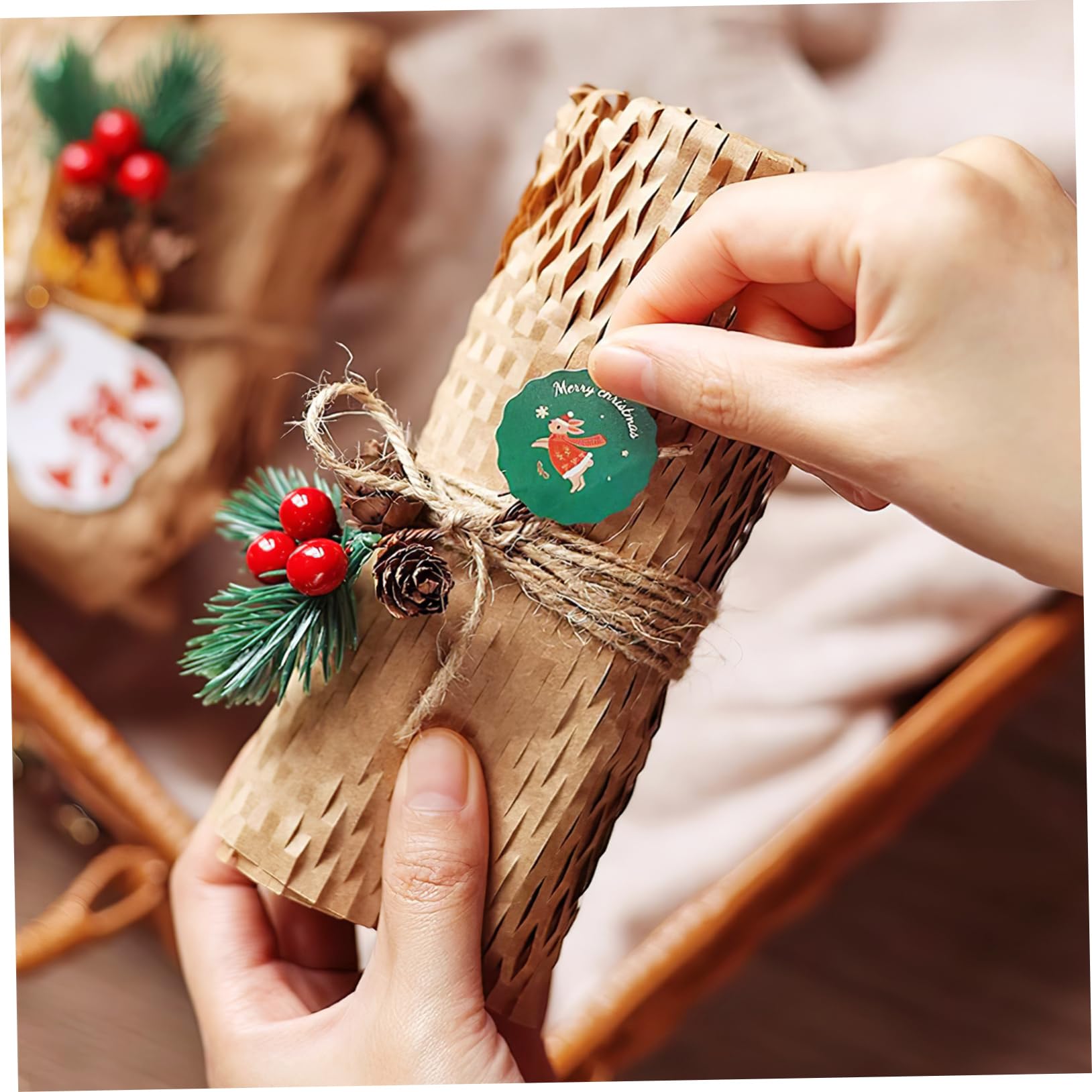 Zerodeko Rouleau de Papier D'emballage Alvéolé Coussin Enveloppant 1 Roll Protection Résistant aux Dommages Emballage de Colis pour Verres et Assiettes