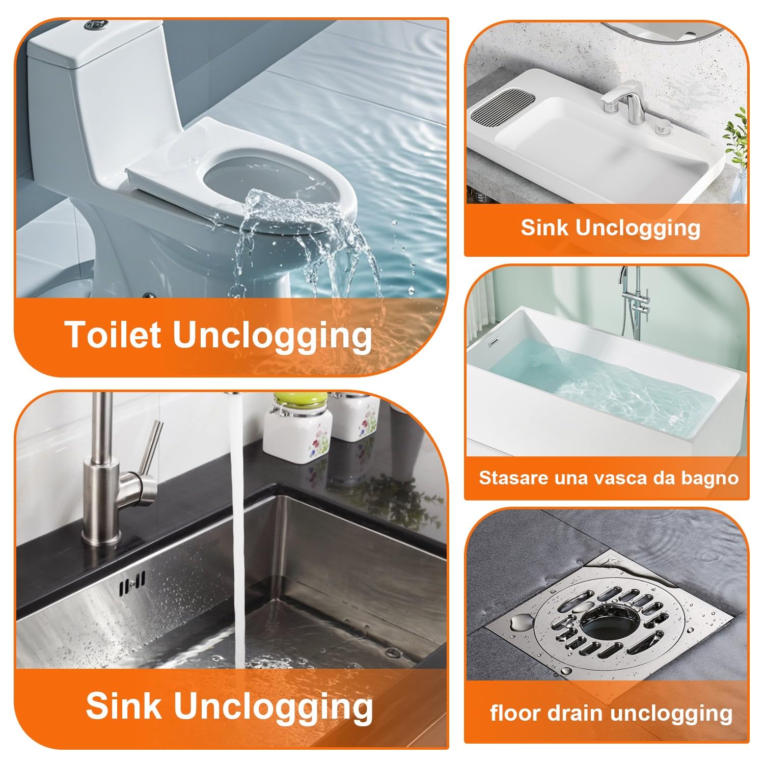 Desatascador WC a Presion con Barometro, Desatascador AIRE Comprimido con 4 Teste di Pistone, Desatascador Tuberias Profesional, per WC, Lavandino, Vasca da Bagno