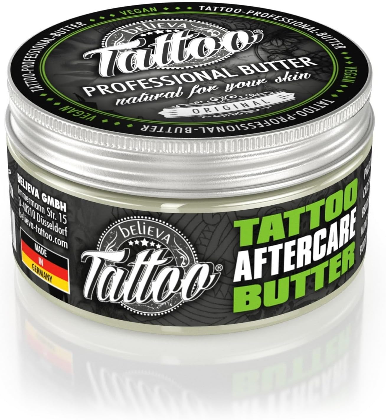 Professional Butter Care for Your tattoo - 100% vegan tattoo care - Tattoo balm for use before, during and after tattooing - Made in Germany - 100ml