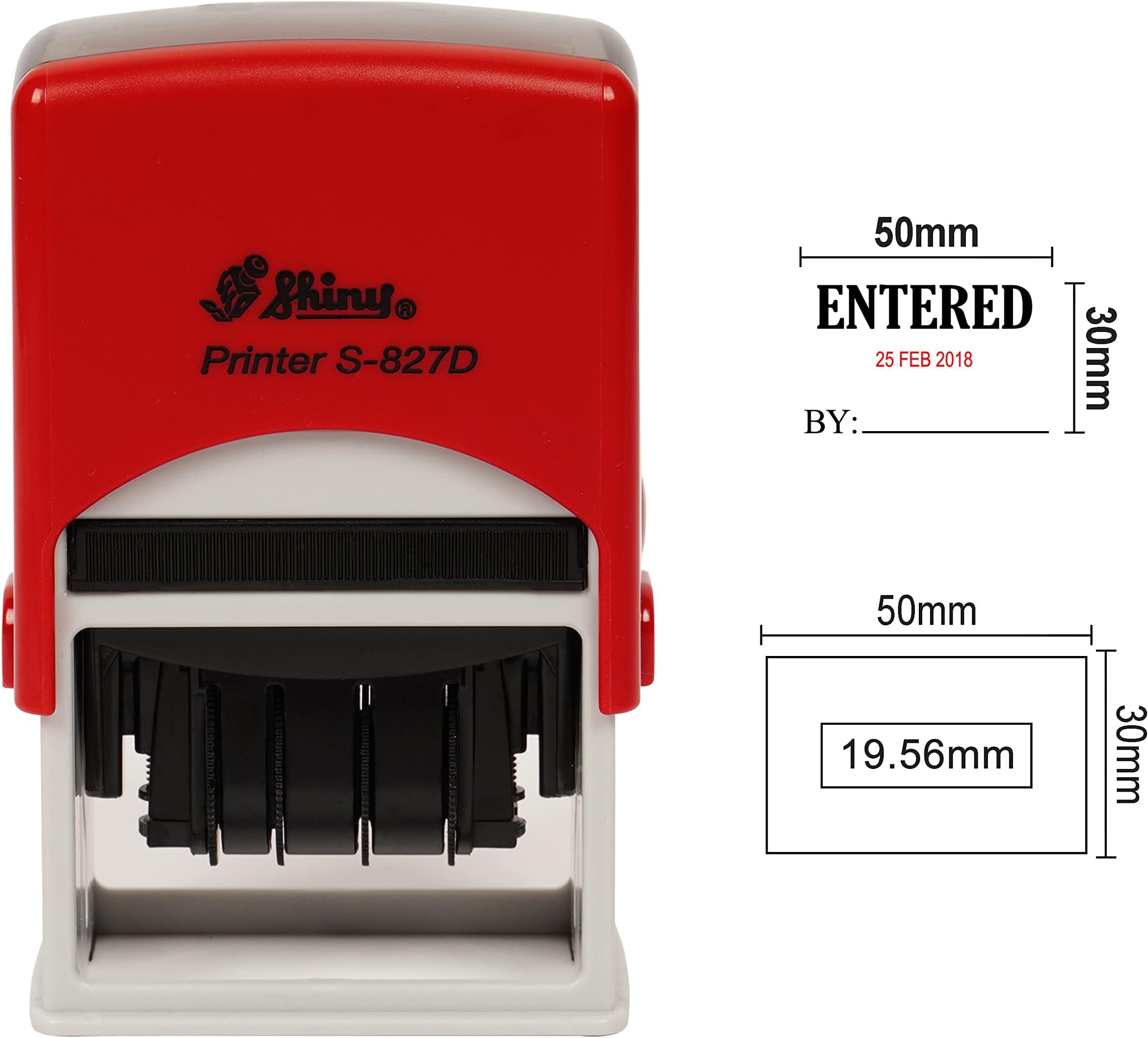 Shiny Date Stamper Self Inking with Entered by Text Ofiice Stationery Rubber Stamp S-827D