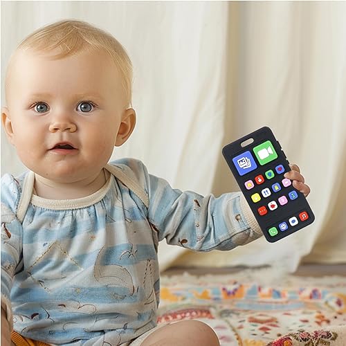 Miniatura 7 de Juguetes de dentición de silicona para bebés, juguetes de dentición para teléfono y control remoto para niños pequeños de 3 a 18 meses, juguete de