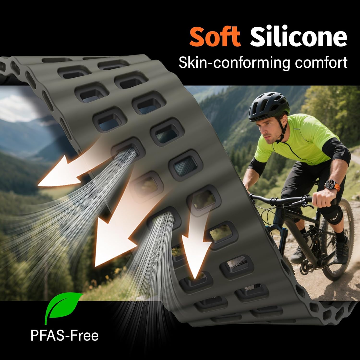 Quickfit 22mm Watch Bands for Garmin Fenix 8 47mm/7/6/5, Sports Ocean Silicone Bands Compatible with Garmin Fenix 8 Pro 47mm/7 Pro/6 Pro/5 Plus/Forerunner 935/945/955/965/Approach S60/S62/Epix 2 - Image 2