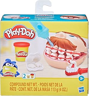 Play-Doh Massinha de Modelar Infantil, Mini kit Brincando de Dentista - conjunto de massinha com acessórios e 2 potes, presente para crianças a partir de 3 anos