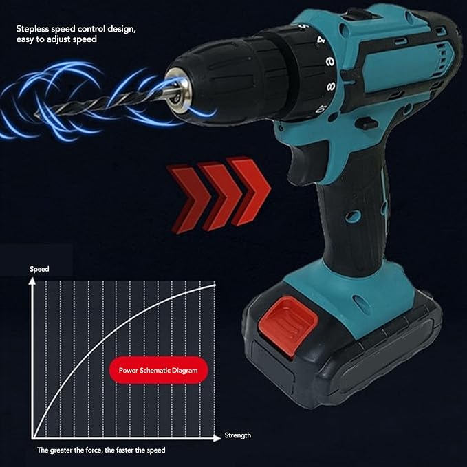 Taladro Inalámbrico Fydun 2 Velocidades Portátil con 2 Baterías miniatura 2