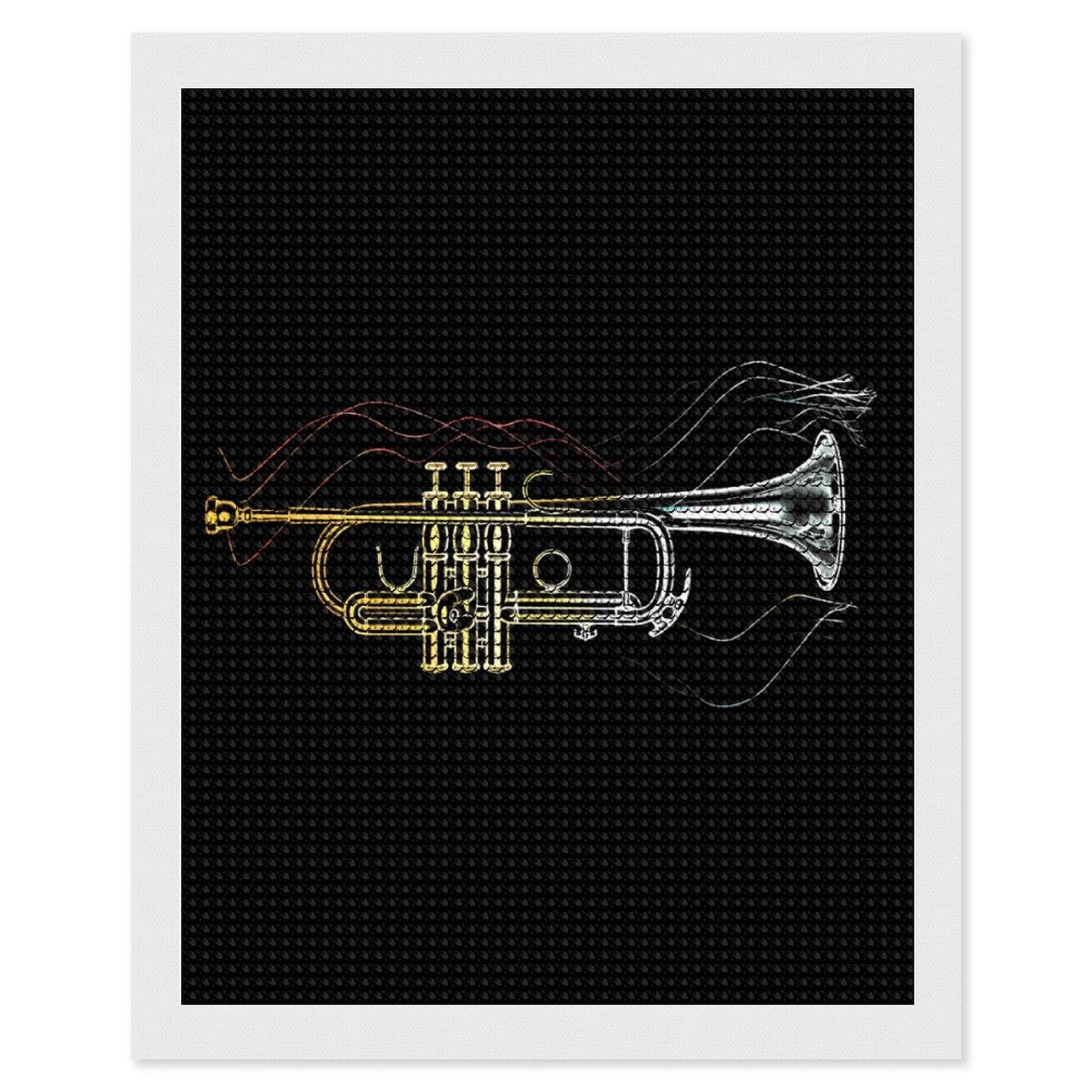Nclqvjxzkhw Style Trumpet Diamond Art Painting For Adult Round Diamonds Pictures Arts Crafts Home Wall Decor 16"X20"