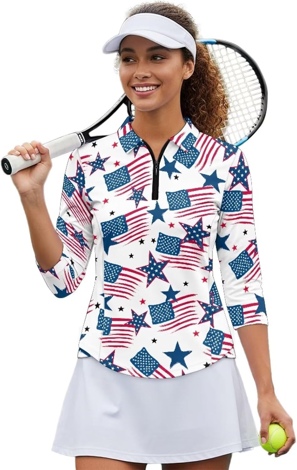 Boatee Golf Shirts for Women 3/4 Sleeve Cloth Quarter Zip Suitable for Outdoor Sports for Winter Outdoor Sports