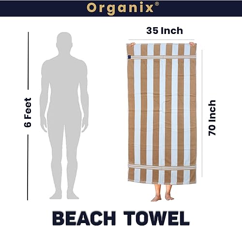 Miniatura 6 de Organix ICON Collection - Juego de 4 toallas de playa de alta calidad, (35 x 70 pulgadas), 100% algodón hilado en anillo de 500 GSM, ligeras y