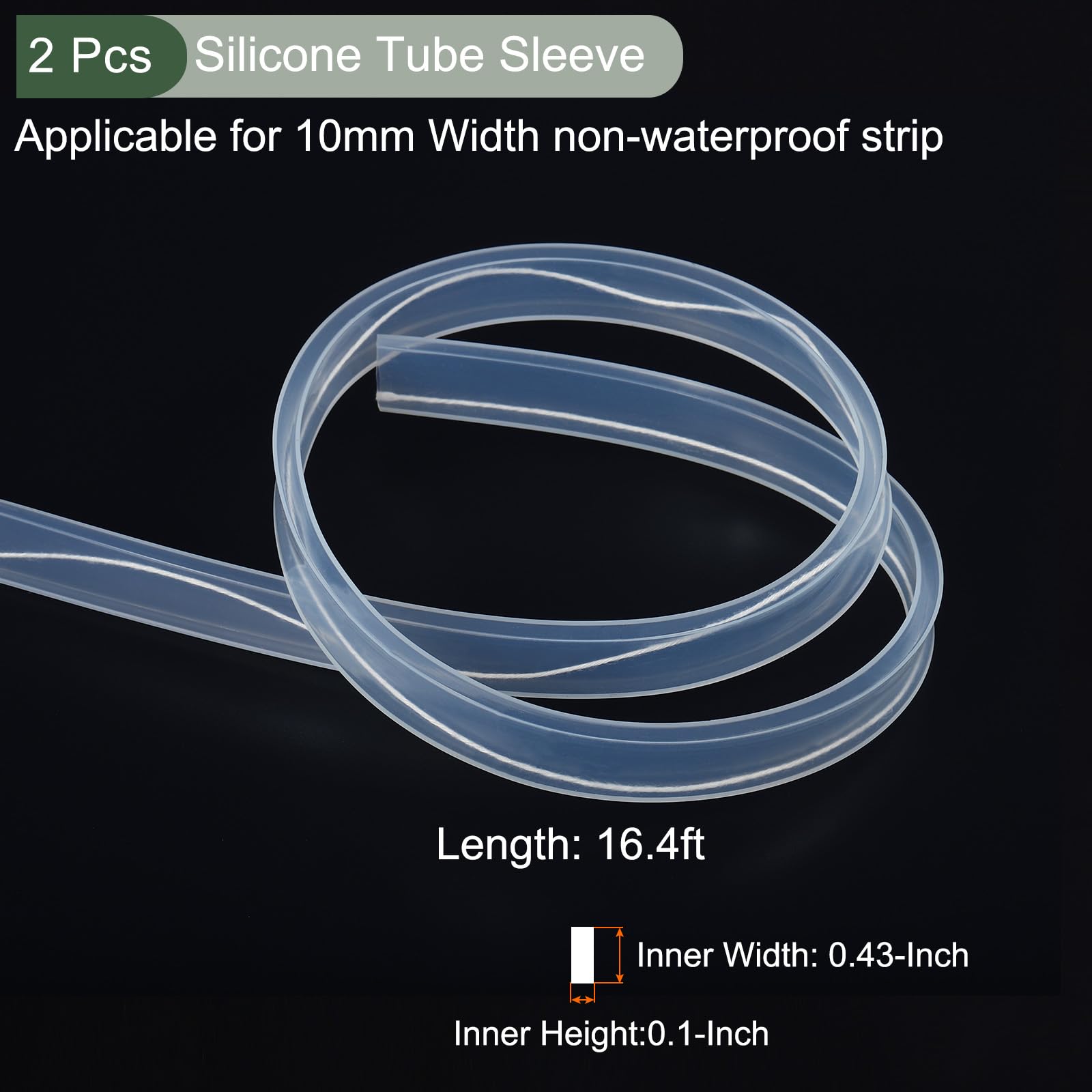 YOKIVE 2 Set Silicone Tube Sleeve with End Cap, LED Tube Strip Waterproof Dustproof Cover, Great for Office Home (Clear - Image 2