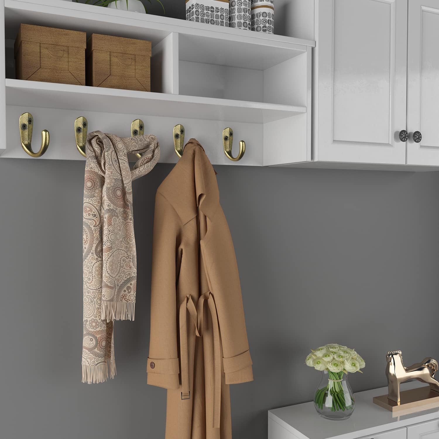 IBosins 15PCS Coat Hooks Wall Mounted Single Prong Robe Hook for Hanging Towel Hooks with 30 Screws for Bags, Hat, Cap, Scarf, Cup - Image 5