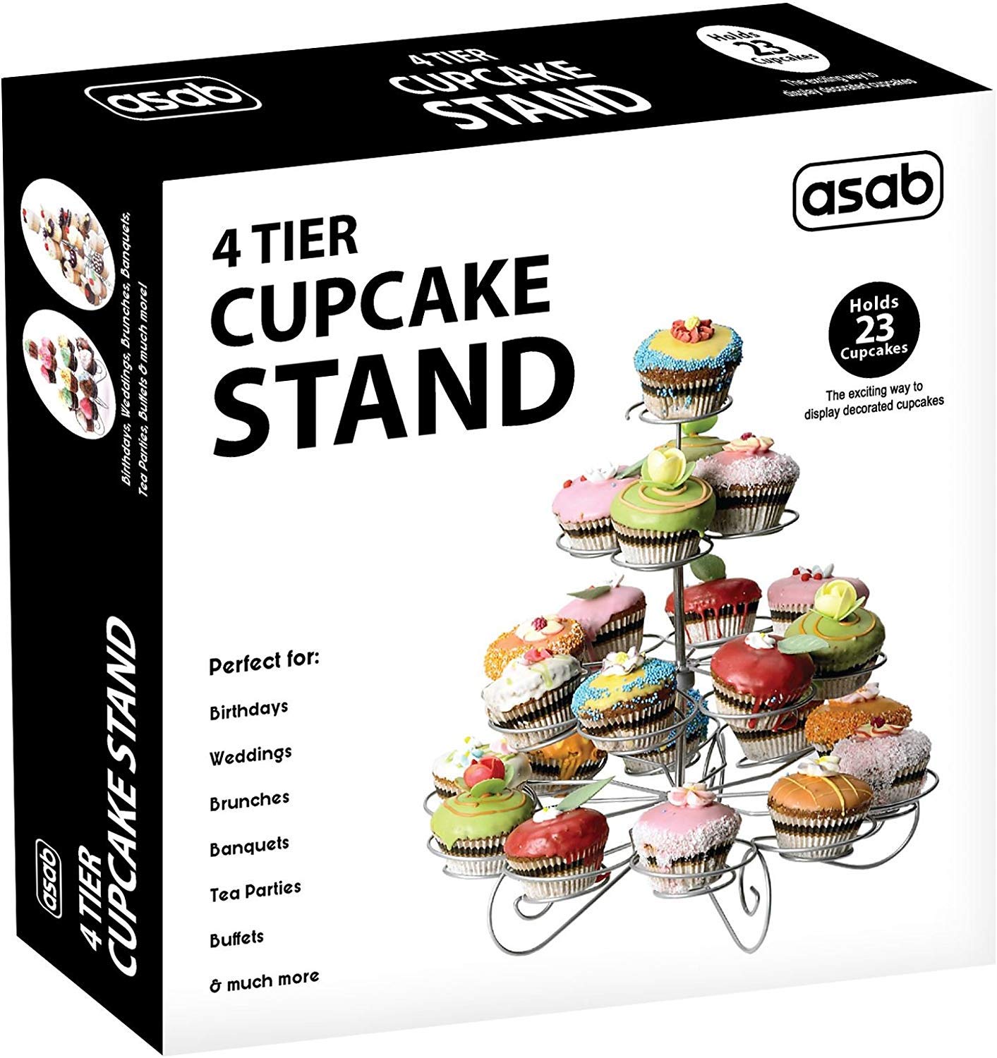 ASAB 4 Tier 23 Cupcake Stand, Grey
