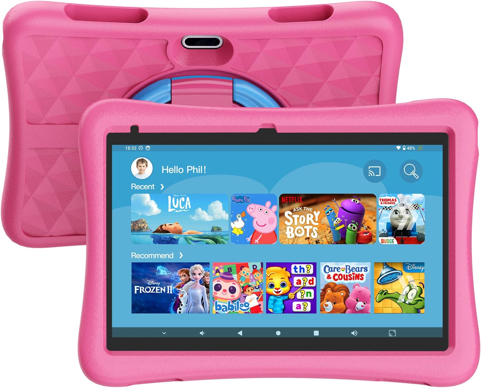 YUMBOT Tablet Bambini 10.1 Pollici Android 13 - 8GB RAM 128GB ROM, 1280x800, Doppia Fotocamera, Controllo Genitori, Custodia Antiurto, Nero - 2