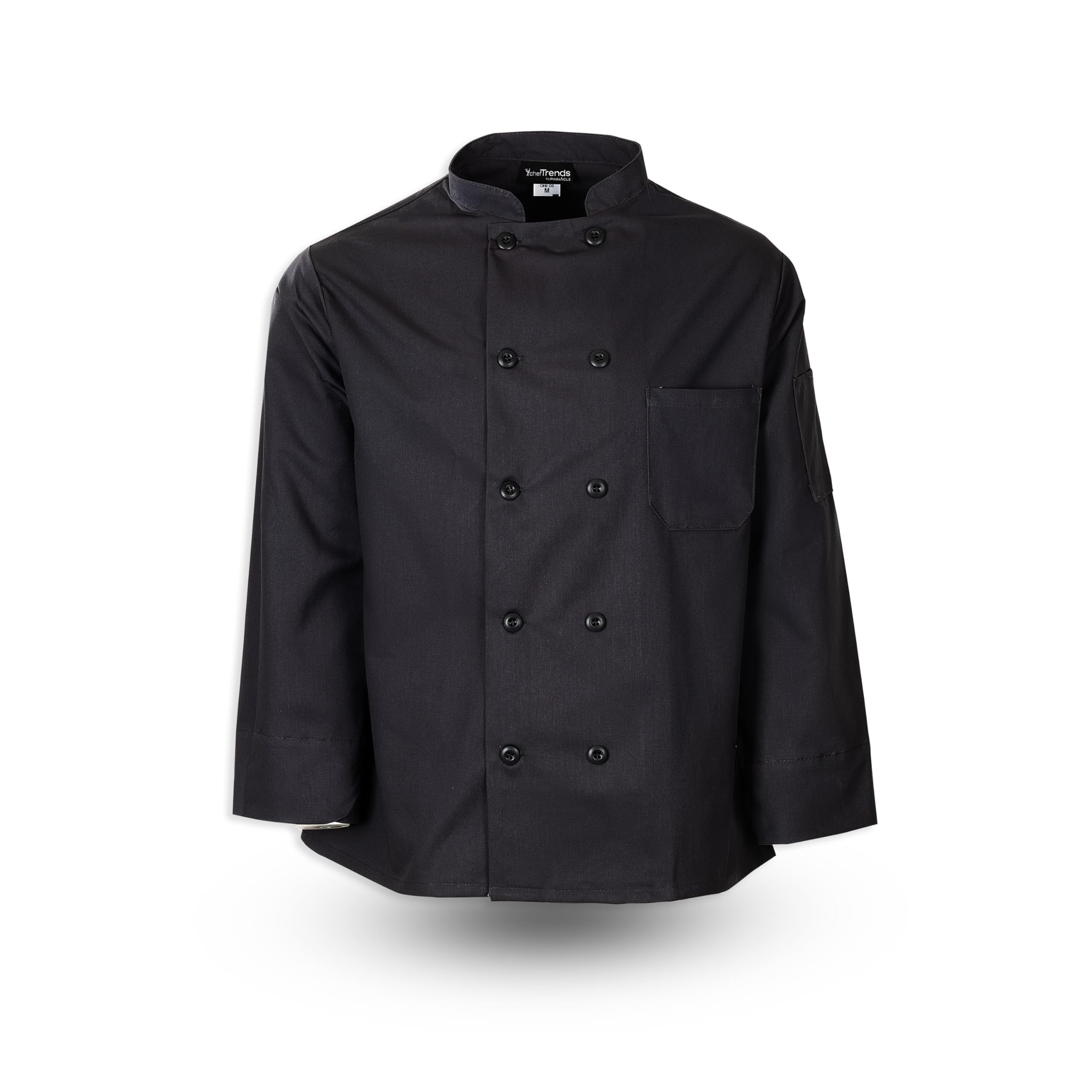 Chef Trends Button Long Sleeve Chef Coat C810 (Black, Large)