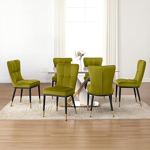 Miniatura 30 de Juego de 4 sillas de comedor modernas, cómodas sillas de comedor con asiento grueso, sillas de cocina tapizadas de piel sintética con patas de Pu