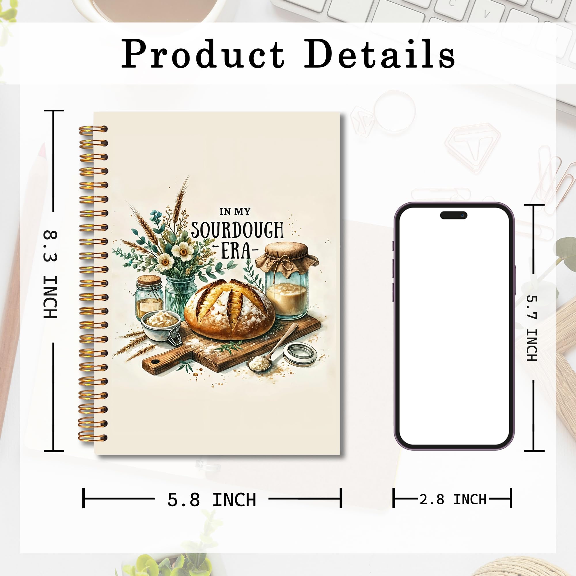 In My Sourdough Era Spiral Notebook 5.5x8.3, Sourdough Accessories Gift, Baking Lovers Gifts Journal, Gifts for Bread Bakers Notebook for Note Taking