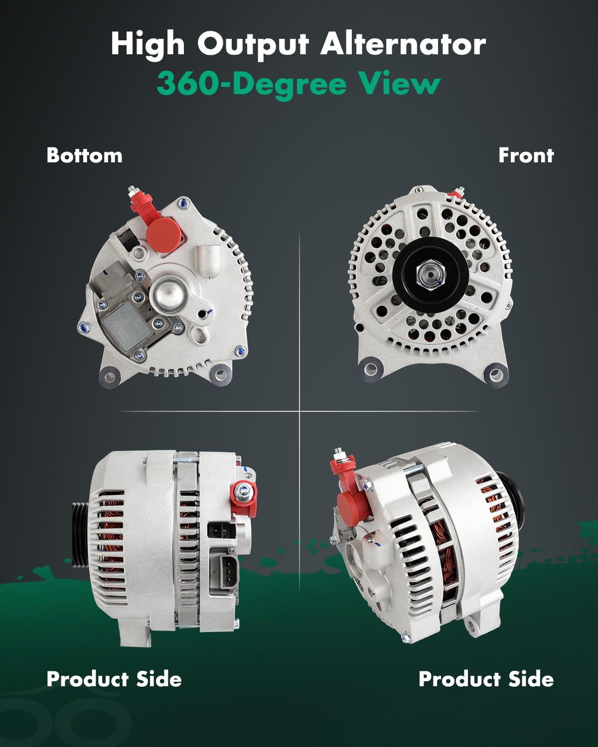 SCITOO Alternator Fits for Ford for Mustang 4.6L 1996-1998,for Ford for Thunderbird 4.6L 1995-1997,for Lincoln for Town Car 4.6L 96-97,for Mercury for Cougar 4.6L 95-97, 12V 250Amp CW S6 Pulley 7776N