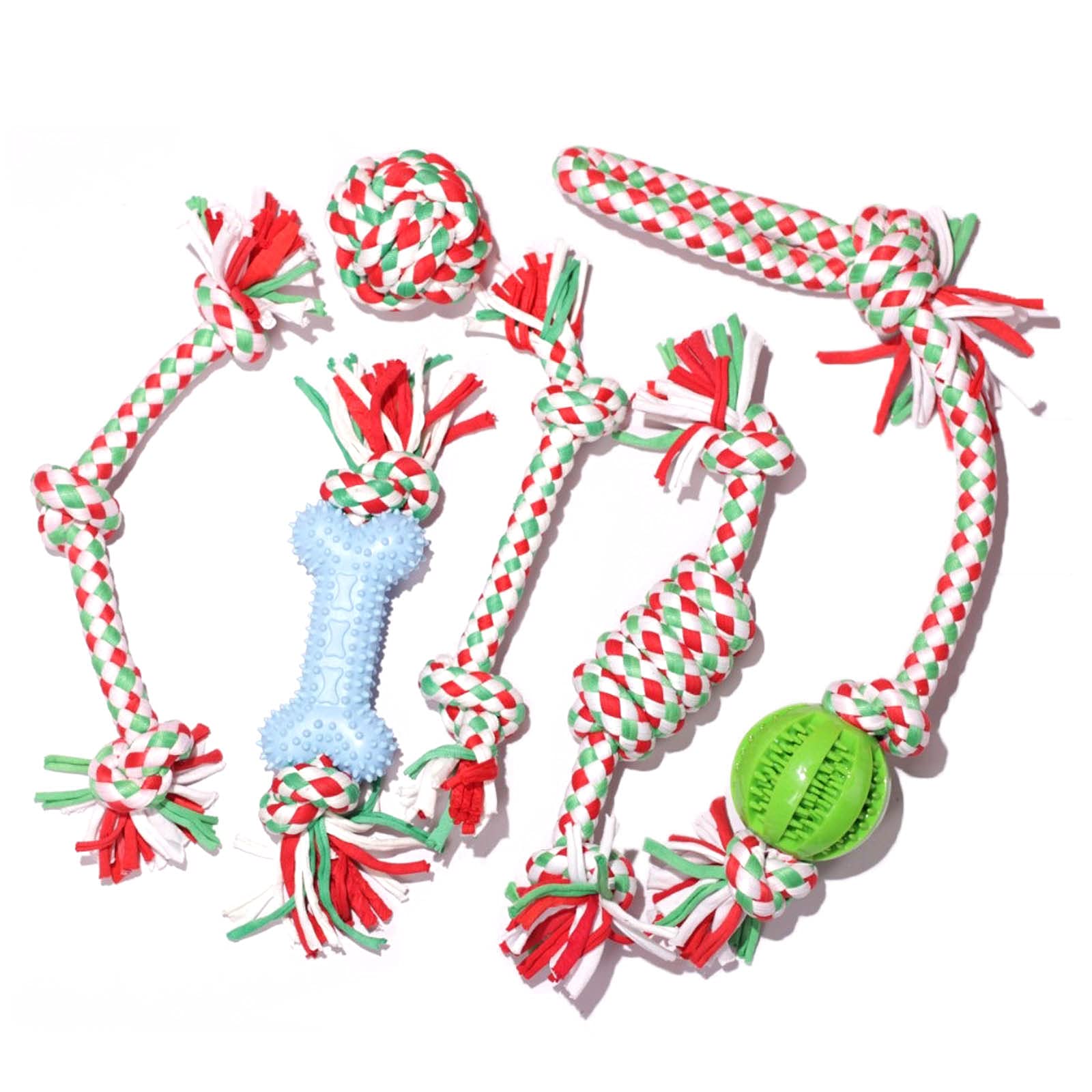 jiuhao Christmas Dog Rope Toys Indestructible for Small & Medium &Large Dogs, 5 PCS Dog Chew Toy Set, tough durable Puppy Teething Toys Dental Care, interactive Dog Rope Toys