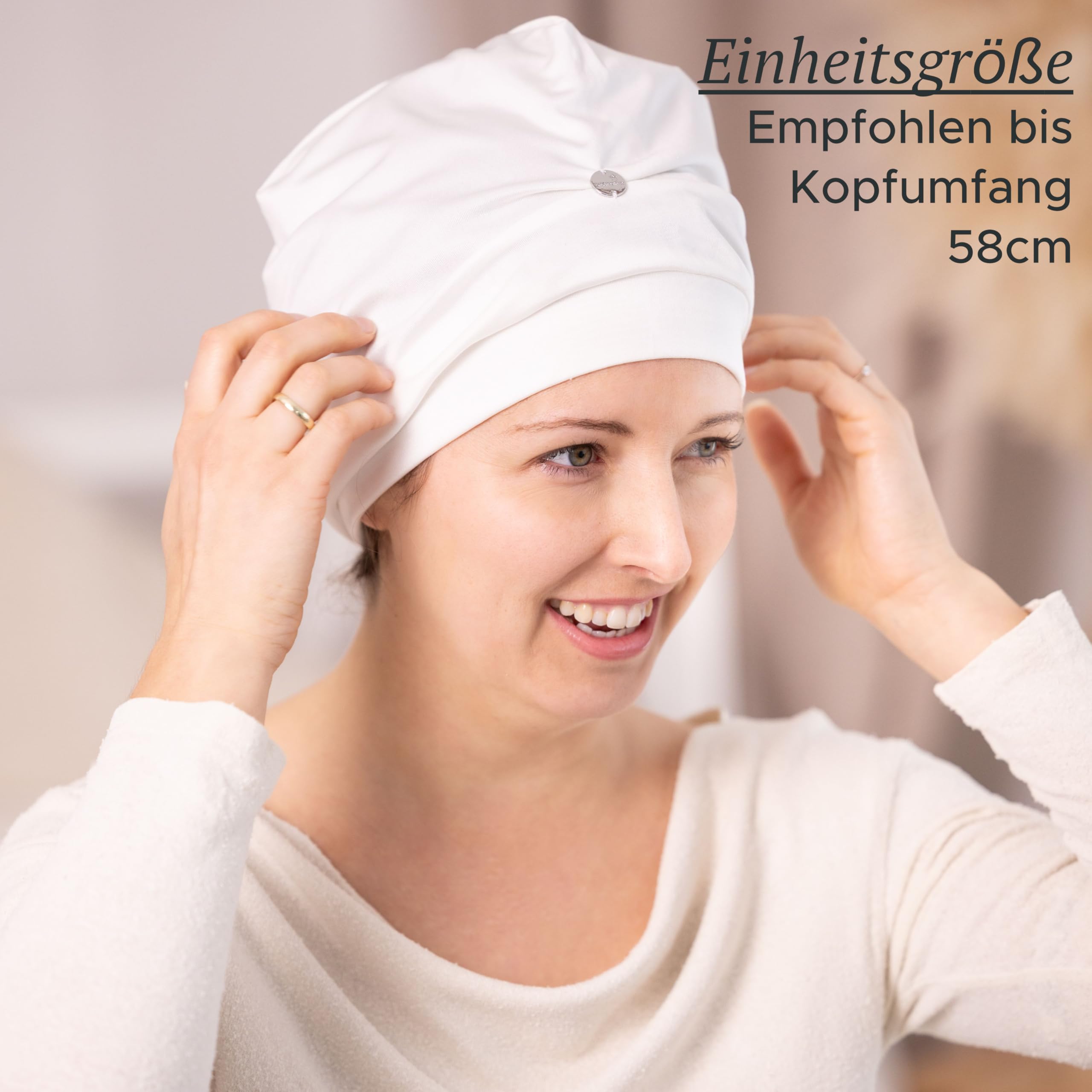 Seiden-Schlafhaube aus Peace Silk - Tierfreundlich, 100% echte Maulbeerseide, ungefärbt, ohne scharfe Chemie, sanft zum Haar, Einheitsgröße