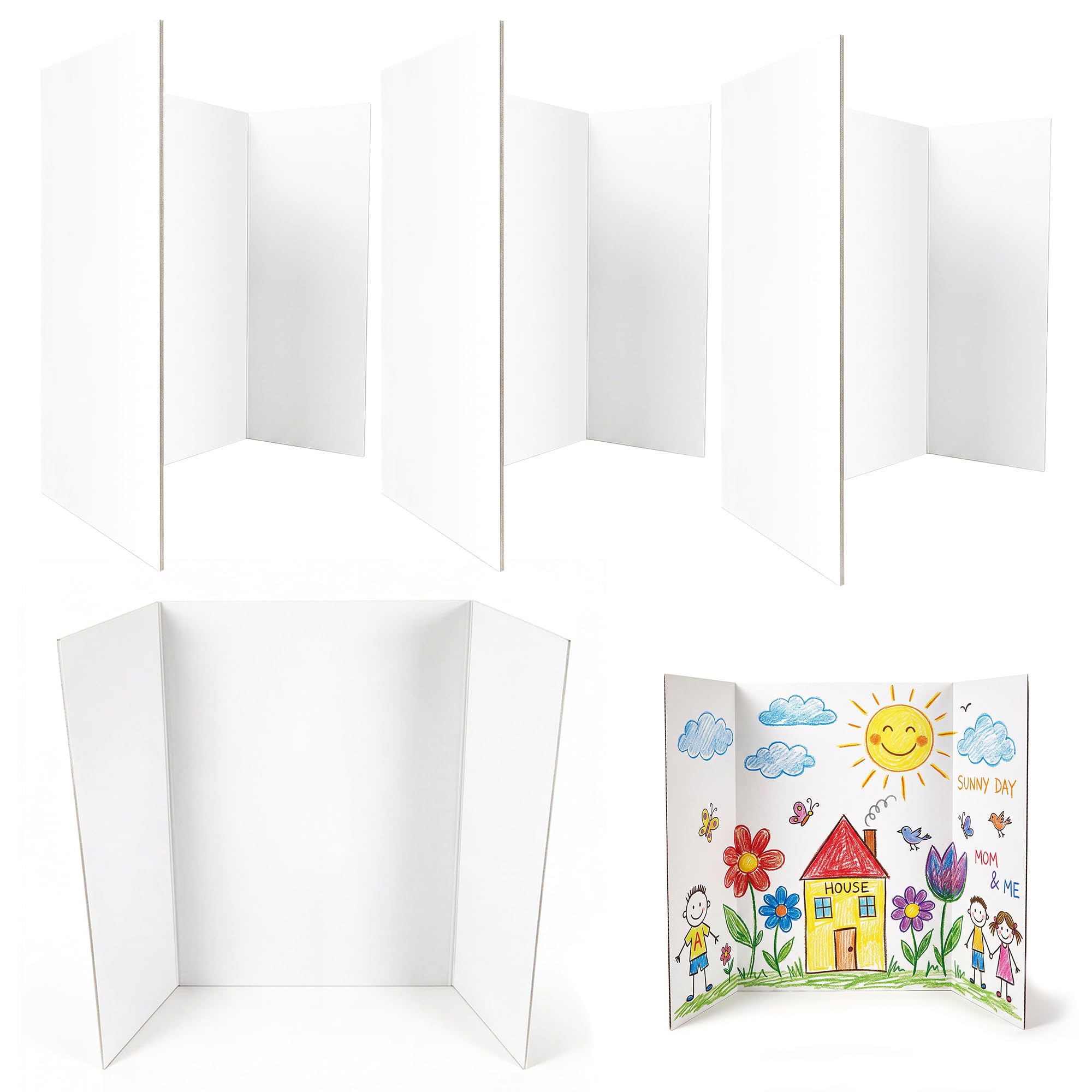 Tri-Fold Display Board Presentation Display Board 4Pcs,660 * 430mm