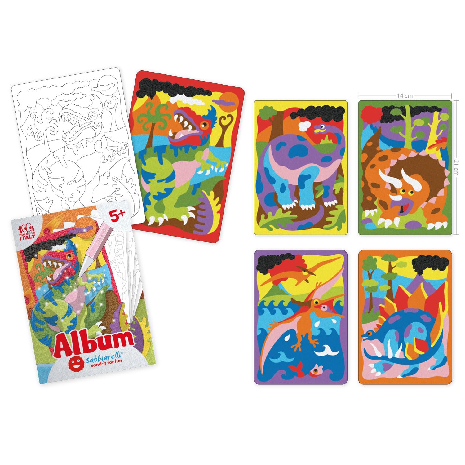 Sabbiarelli – Box Dino & Dragons 5+ | Sand-Art-Set: Dinosaurier und Drachen