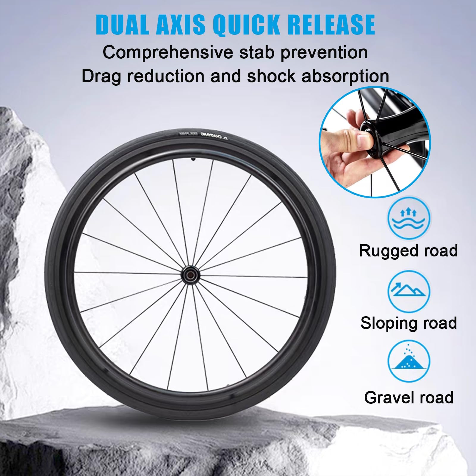 Silla de Ruedas plegable Ultra-ligera de aluminio con freno,Silla De Ruedas Deportiva, Ruedas extracción con un botón,Silla de Ruedas Autopropulsable para Adultos(Seat width 42cm/16.5in,B)