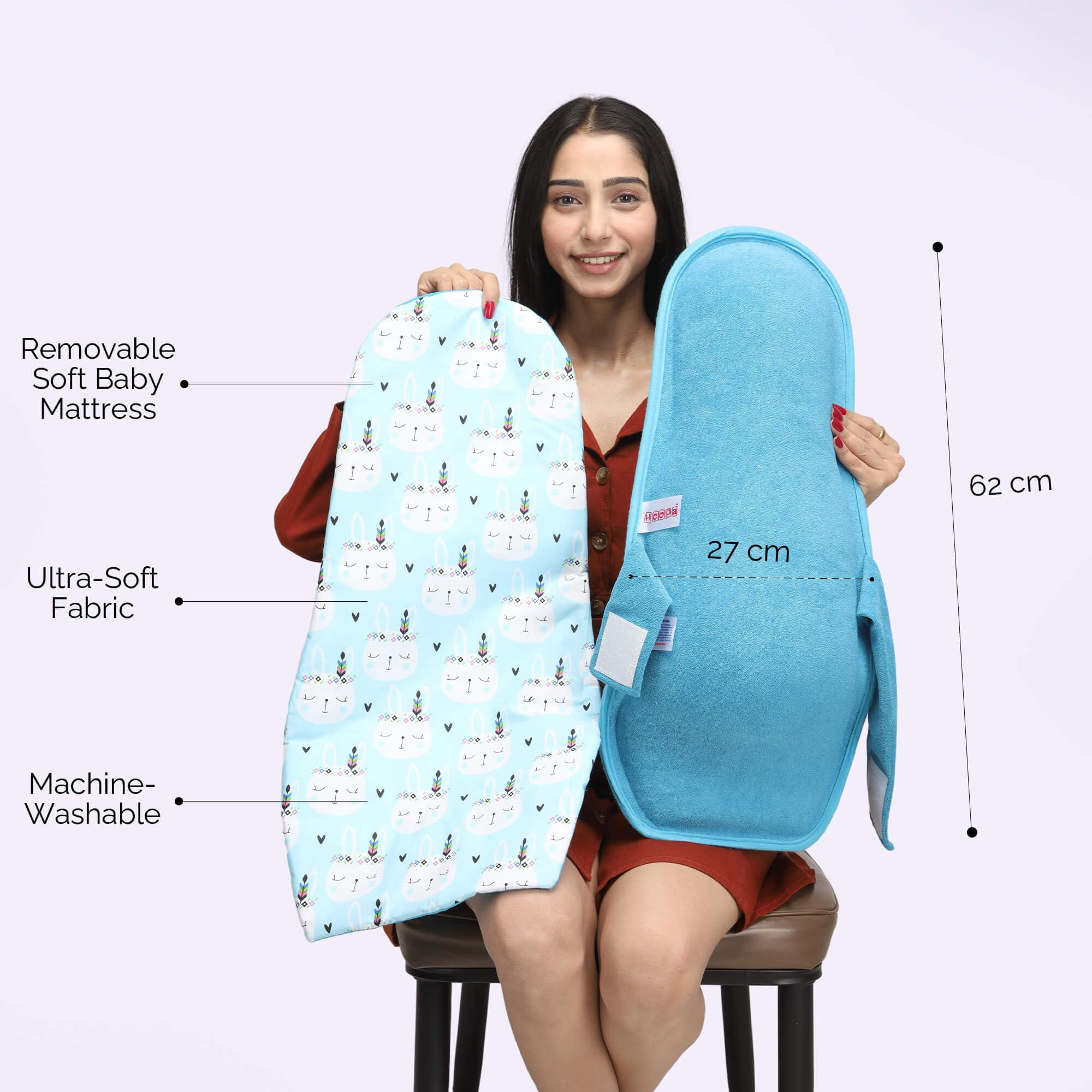 HOOPA 2in1 Infant Carrier for Newborn (0–4 Months) | Reclined Carrying & Breastfeeding Support | Strong Back Support | Indoor & Outdoor Use | Feeding Pillow | Nursing pad | New born Carrier |Dark Blue 1